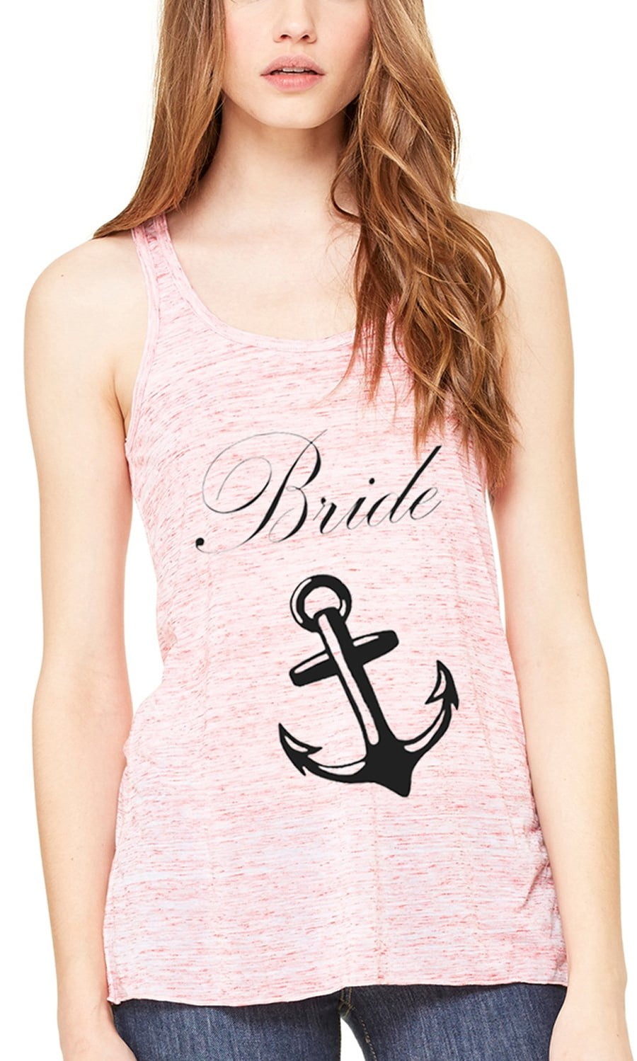Women's Bride Anchor Printed Flowy Racerback Tank Top