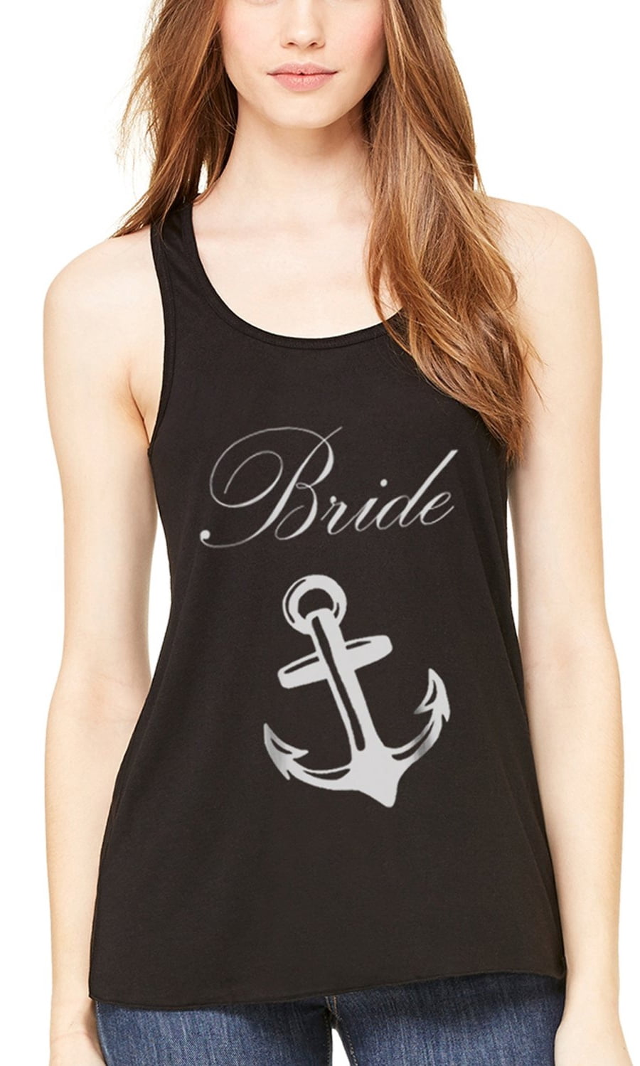 Women's Bride Anchor Printed Flowy Racerback Tank Top