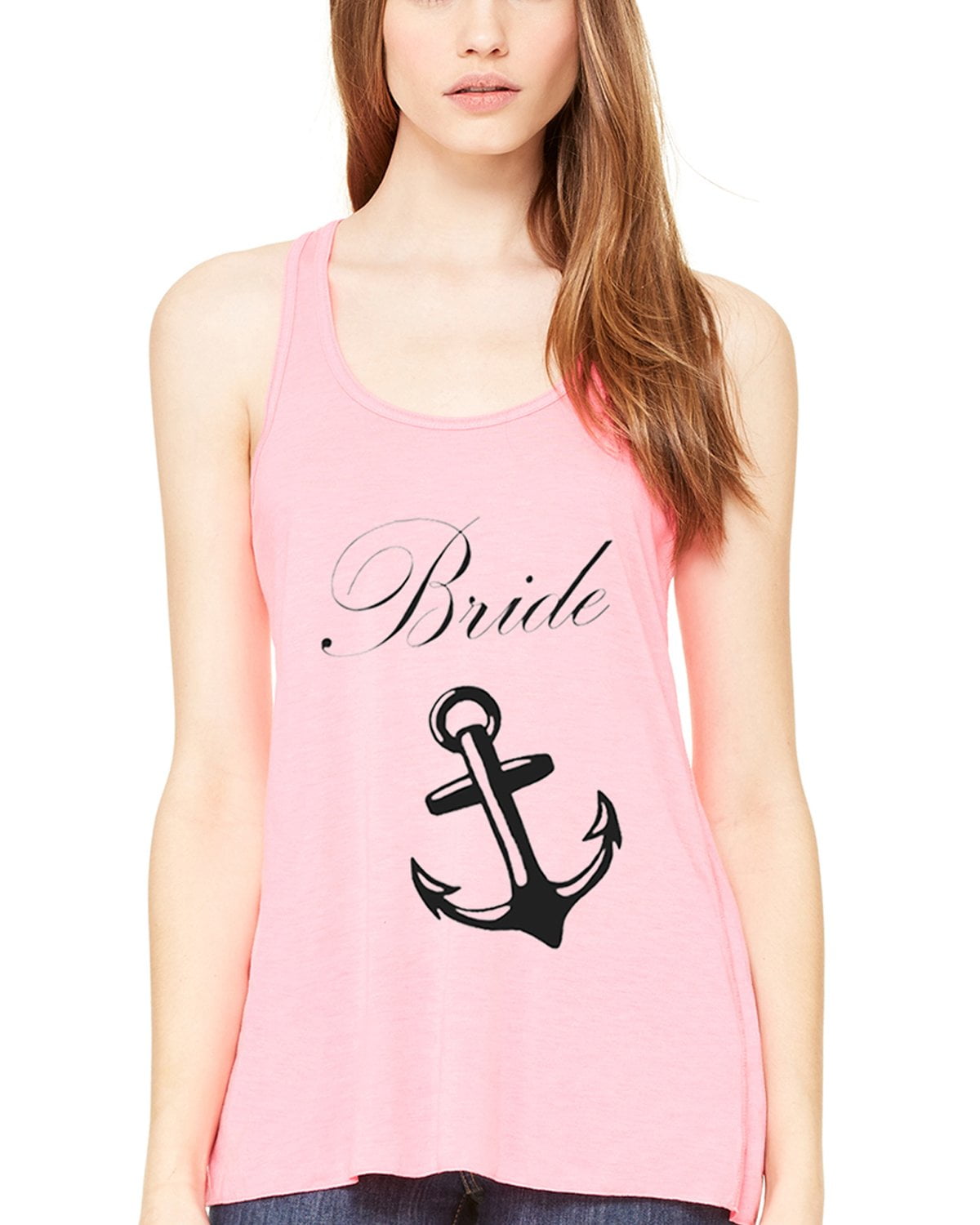Women's Bride Anchor Printed Flowy Racerback Tank Top