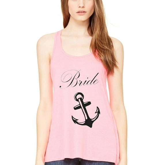 Women's Bride Anchor Printed Flowy Racerback Tank Top