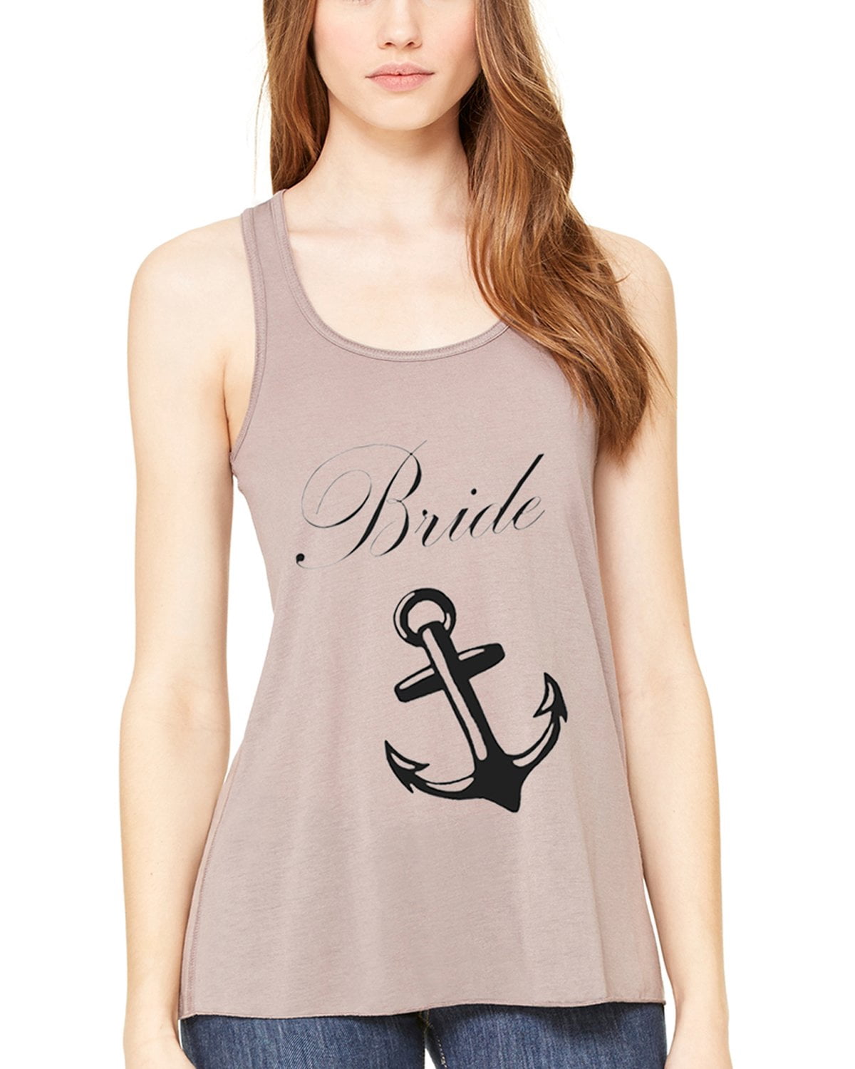 Women's Bride Anchor Printed Flowy Racerback Tank Top