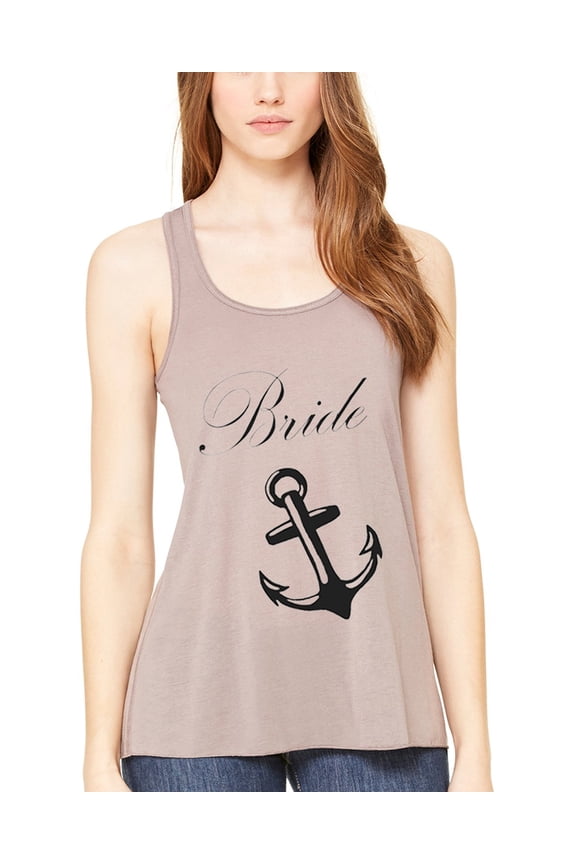 Women's Bride Anchor Printed Flowy Racerback Tank Top