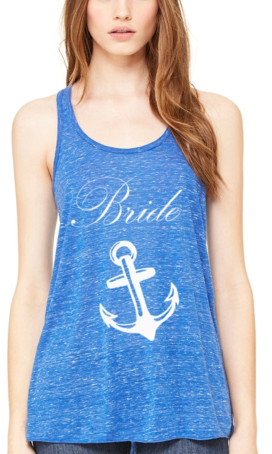 Women's Bride Anchor Printed Flowy Racerback Tank Top