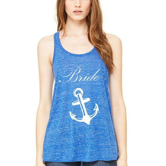Women's Bride Anchor Printed Flowy Racerback Tank Top