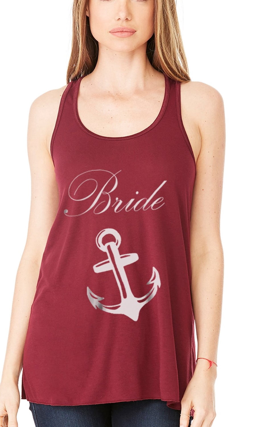 Women's Bride Anchor Printed Flowy Racerback Tank Top