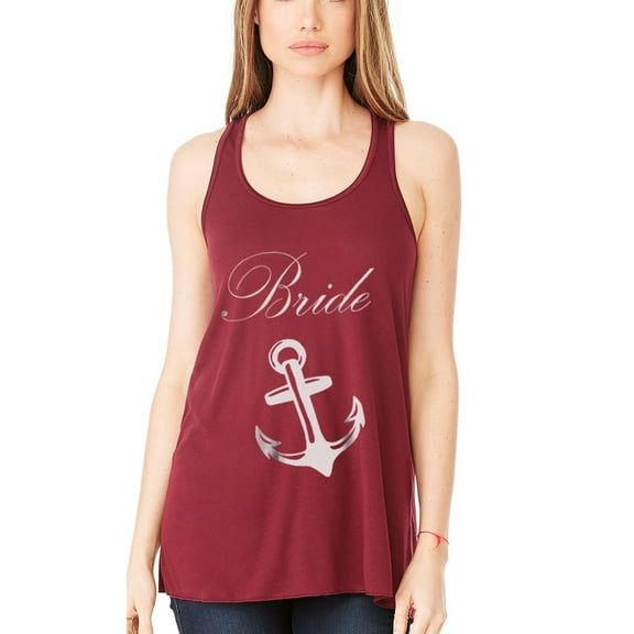Women's Bride Anchor Printed Flowy Racerback Tank Top