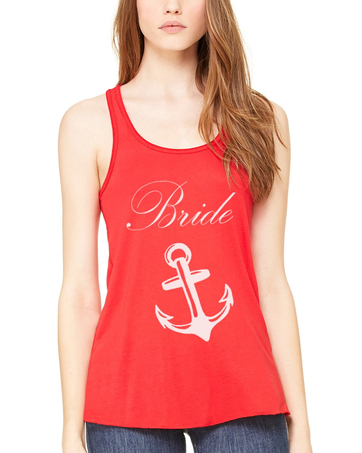 Women's Bride Anchor Printed Flowy Racerback Tank Top