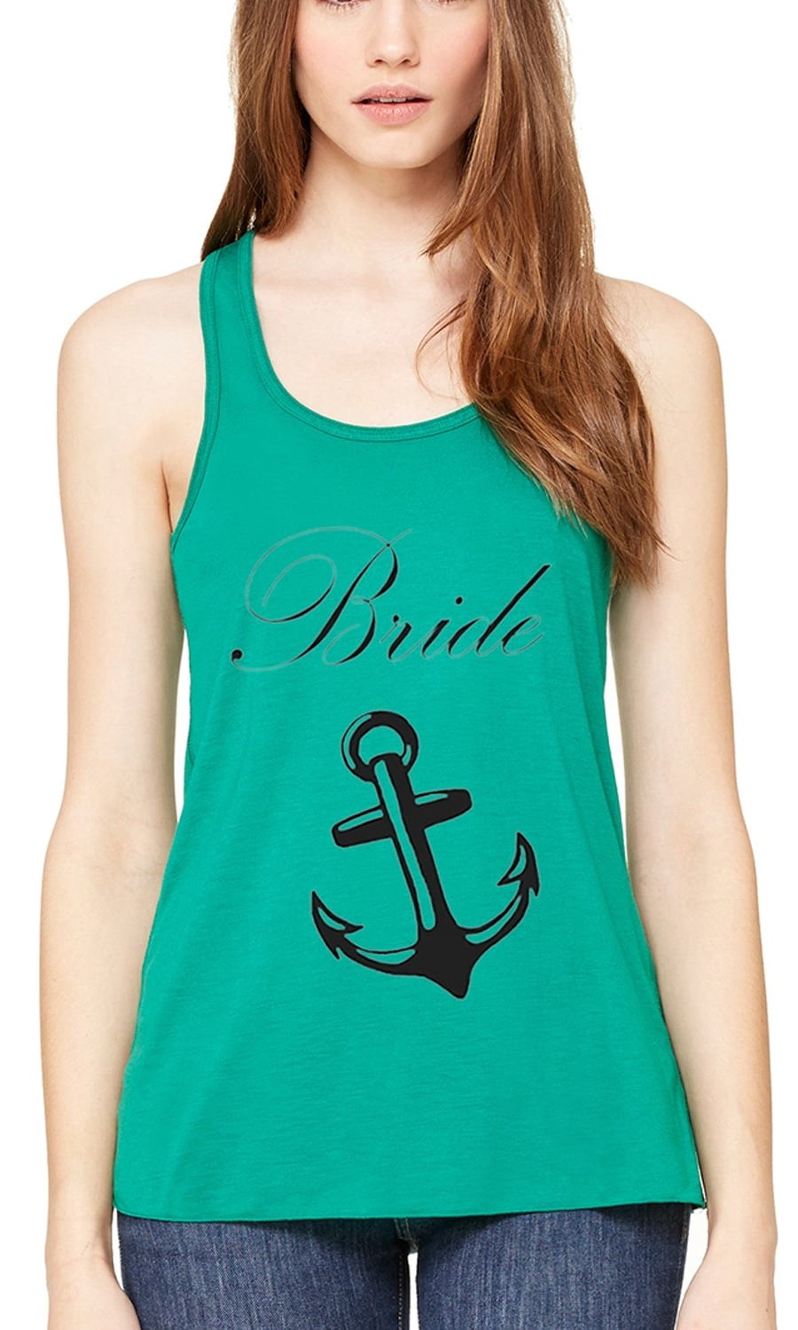 Women's Bride Anchor Printed Flowy Racerback Tank Top