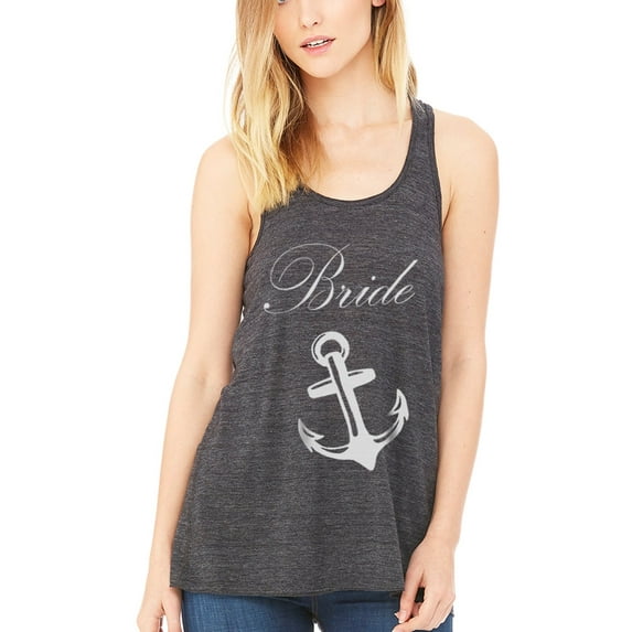 Women's Bride Anchor Printed Flowy Racerback Tank Top