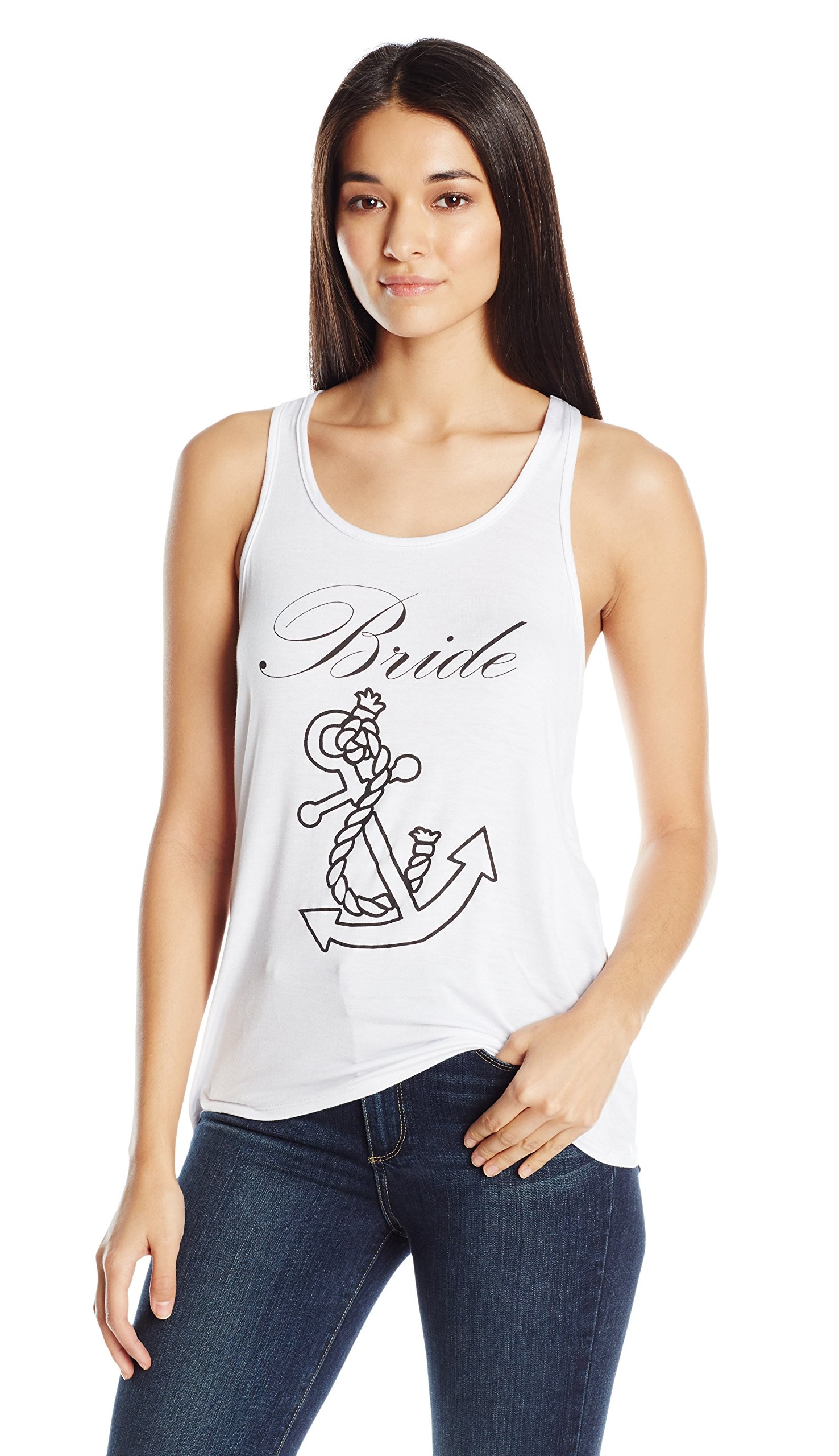 Women's Bride Anchor Printed Flowy Racerback Tank Top
