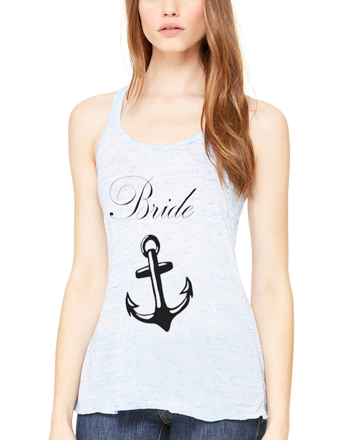 Women's Bride Anchor Printed Flowy Racerback Tank Top