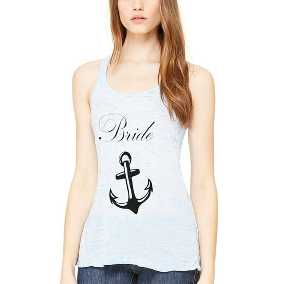 Women's Bride Anchor Printed Flowy Racerback Tank Top