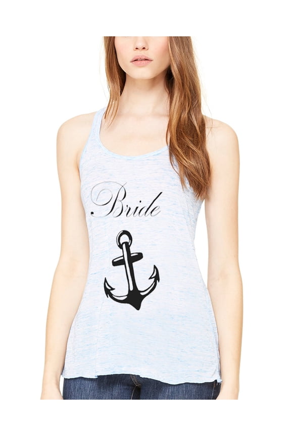 Women's Bride Anchor Printed Flowy Racerback Tank Top