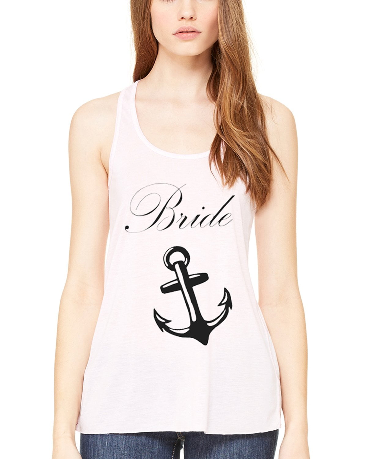 Women's Bride Anchor Printed Flowy Racerback Tank Top
