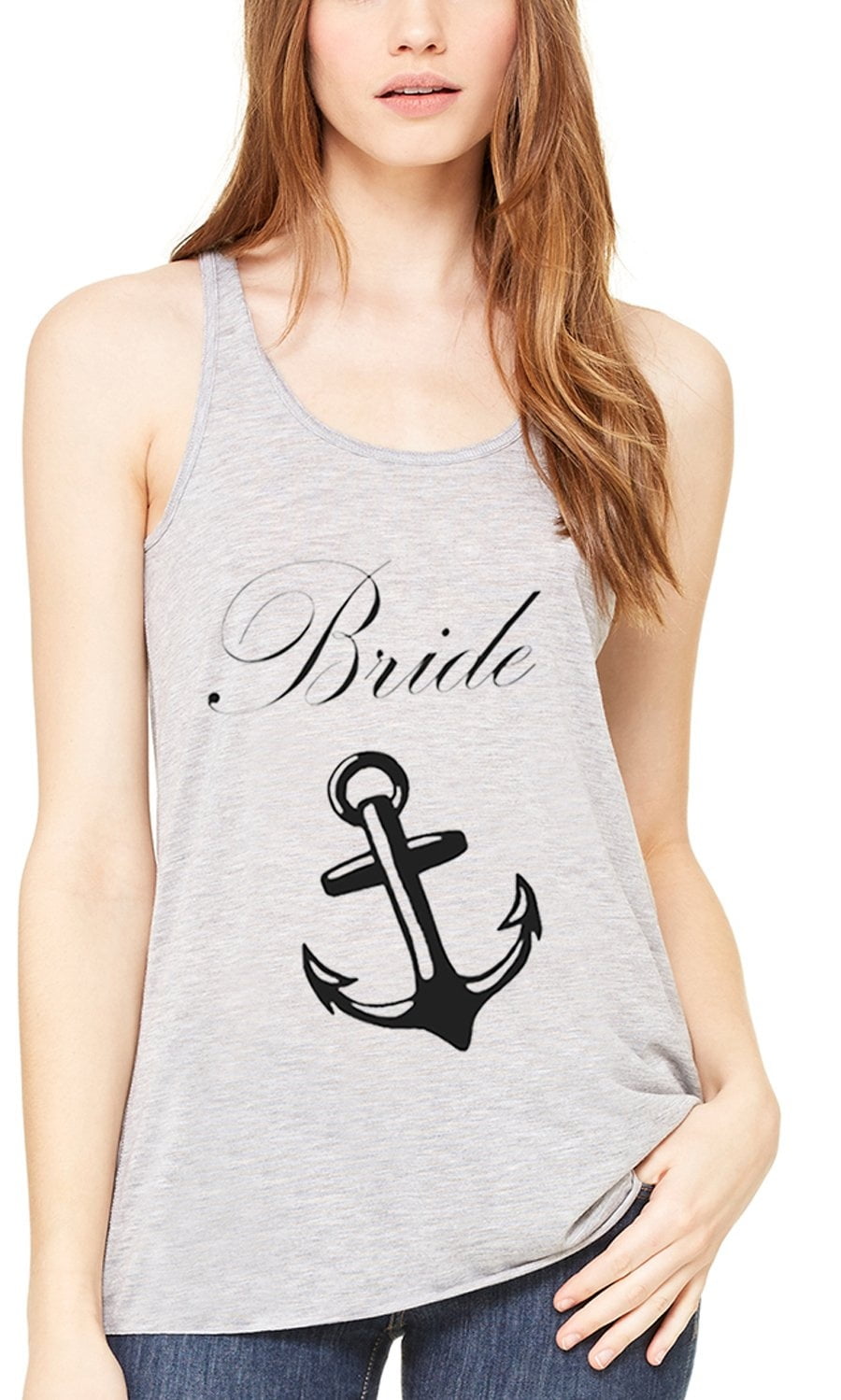 Women's Bride Anchor Printed Flowy Racerback Tank Top