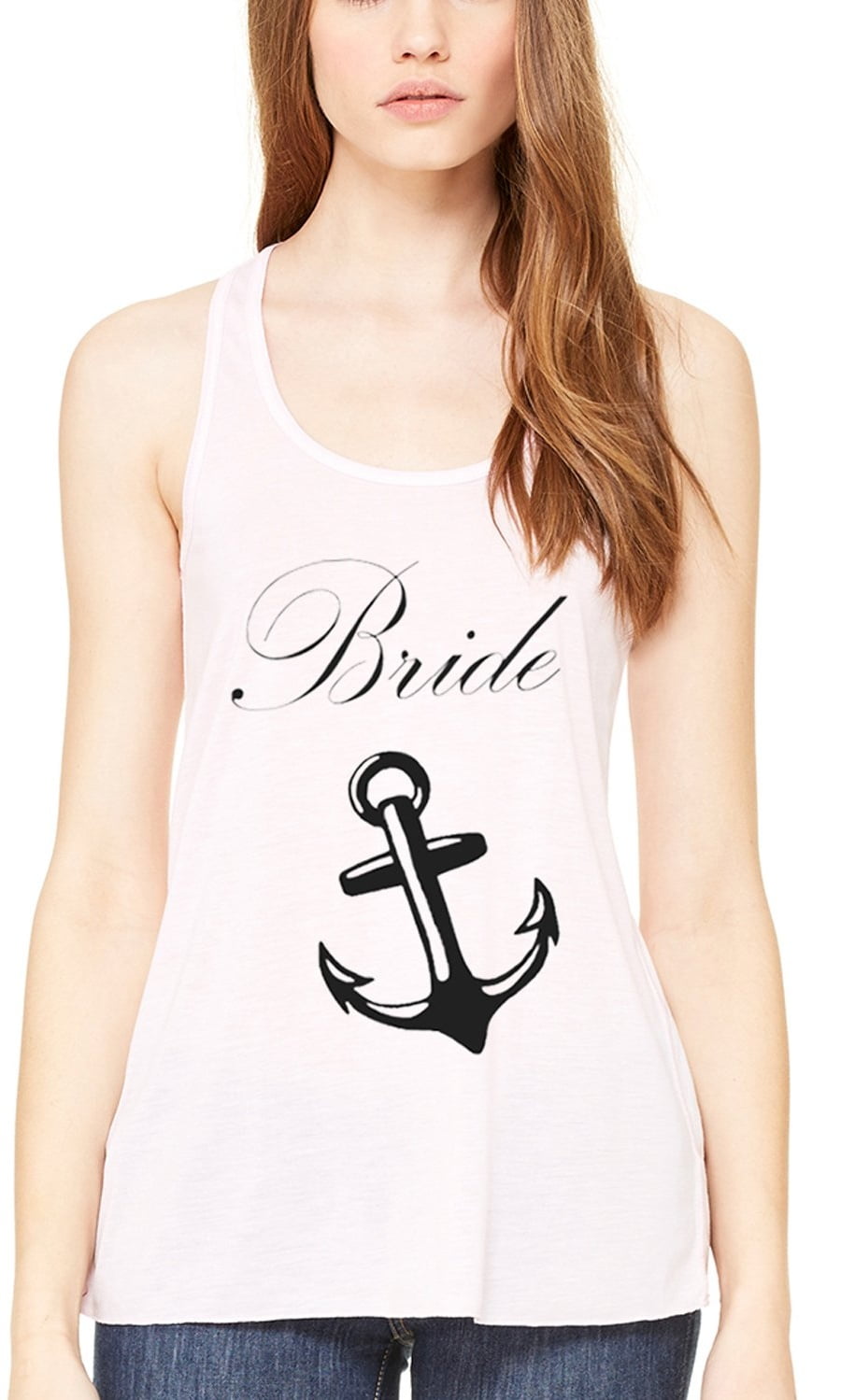 Women's Bride Anchor Printed Flowy Racerback Tank Top