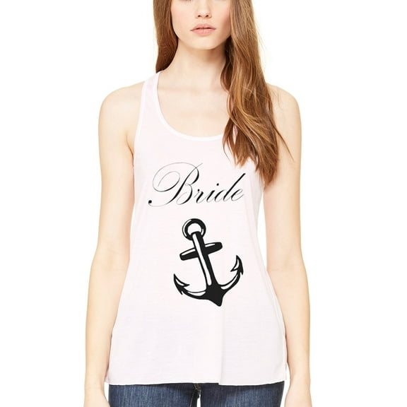 Women's Bride Anchor Printed Flowy Racerback Tank Top