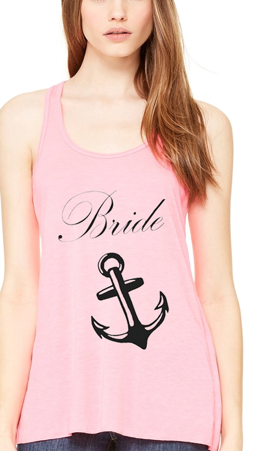 Women's Bride Anchor Printed Flowy Racerback Tank Top