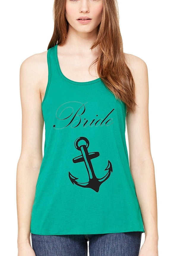 Women's Bride Anchor Printed Flowy Racerback Tank Top