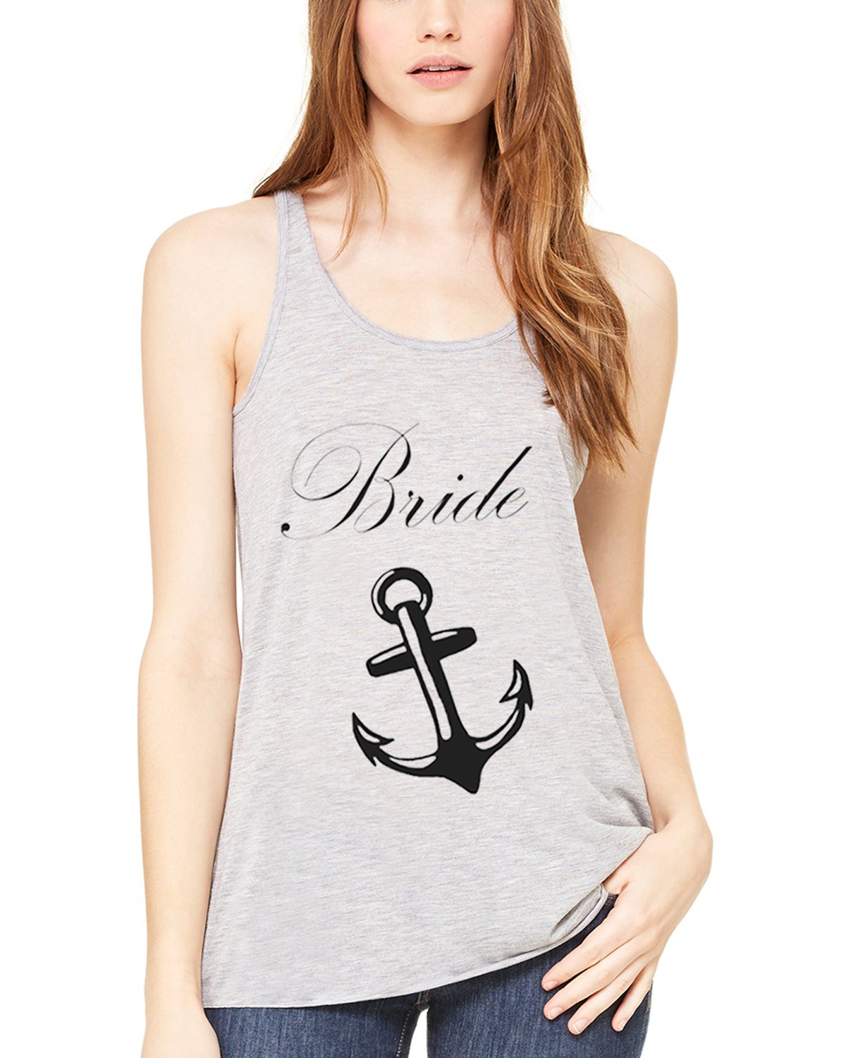 Women's Bride Anchor Printed Flowy Racerback Tank Top