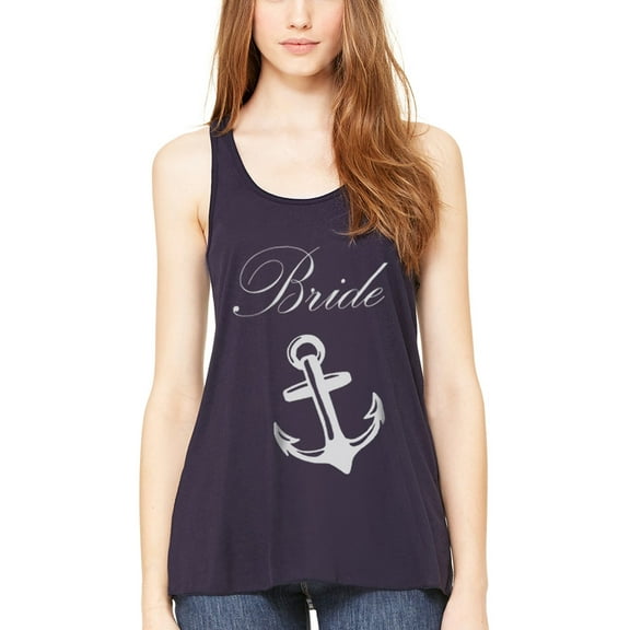 Women's Bride Anchor Printed Flowy Racerback Tank Top