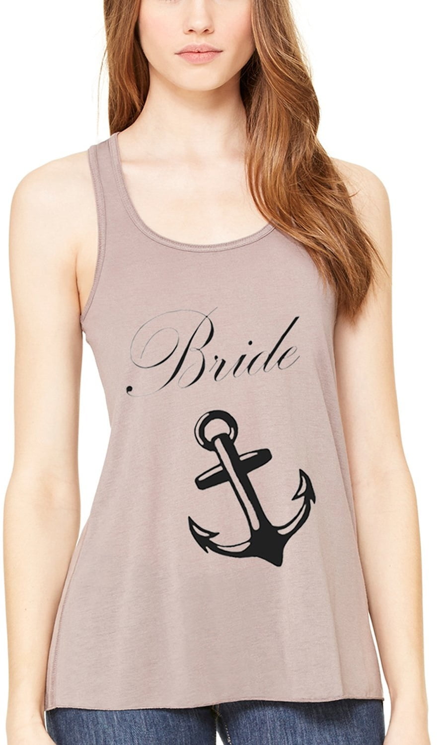 Women's Bride Anchor Printed Flowy Racerback Tank Top