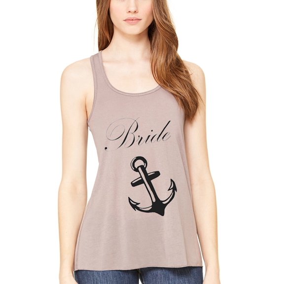 Women's Bride Anchor Printed Flowy Racerback Tank Top