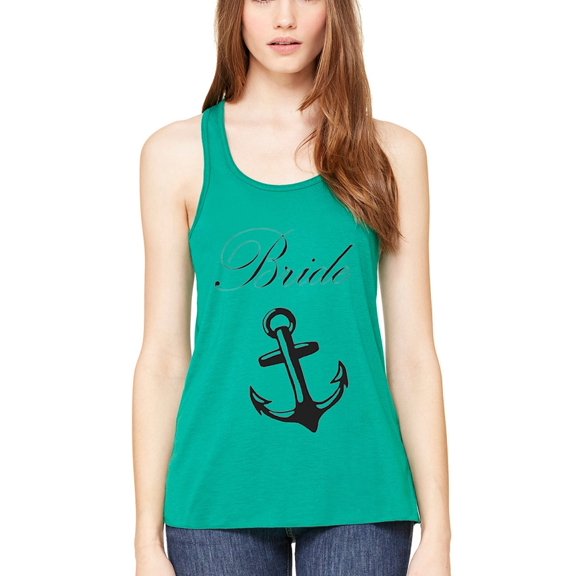 Women's Bride Anchor Printed Flowy Racerback Tank Top