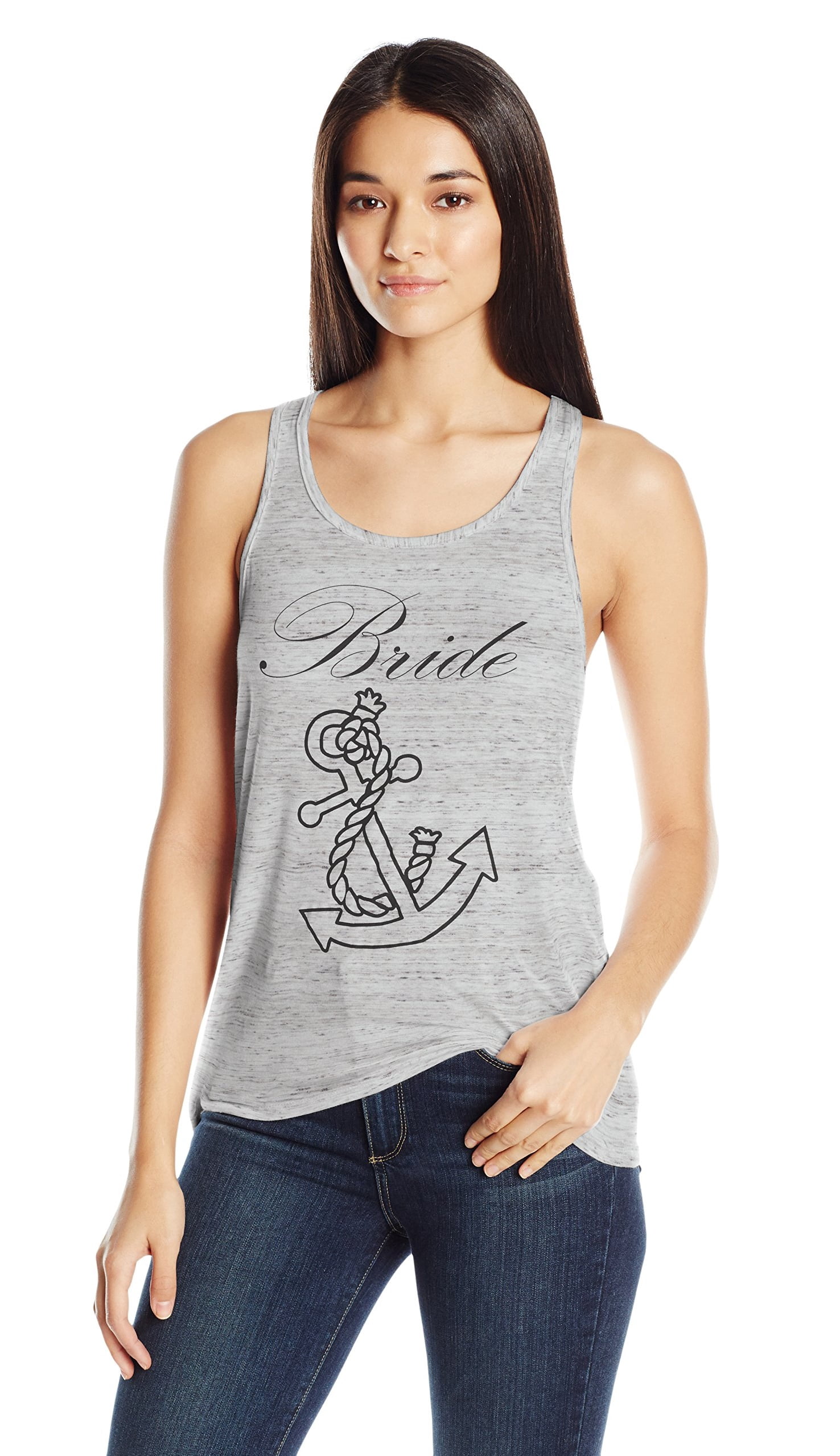 Women's Bride Anchor Printed Flowy Racerback Tank Top