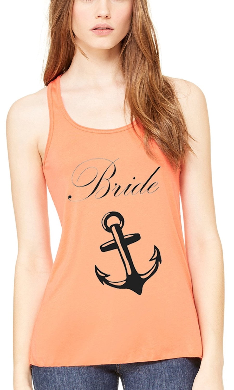 Women's Bride Anchor Printed Flowy Racerback Tank Top
