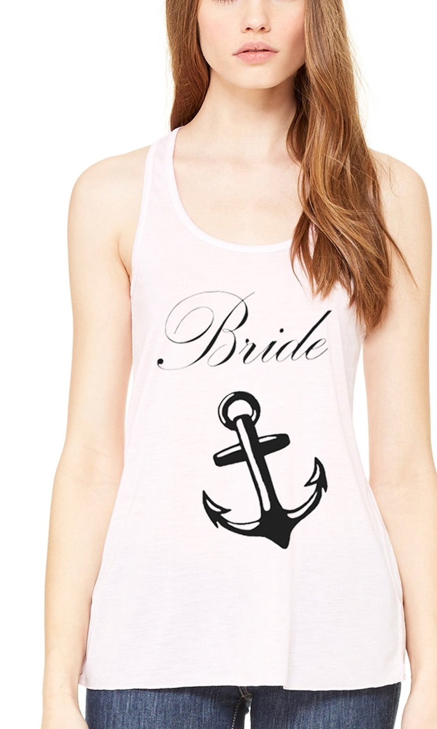 Women's Bride Anchor Printed Flowy Racerback Tank Top