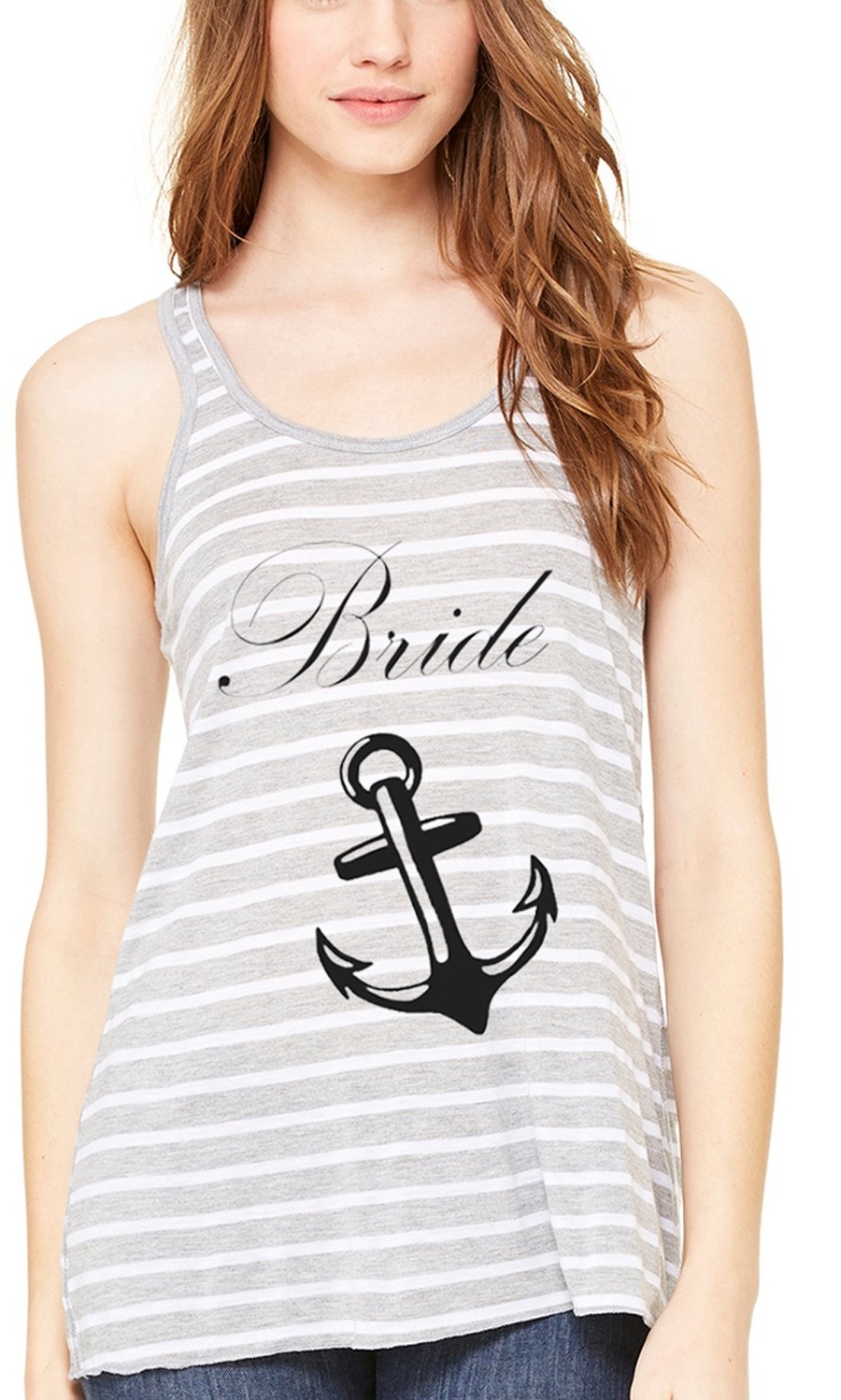 Women's Bride Anchor Printed Flowy Racerback Tank Top