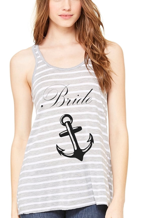 Women's Bride Anchor Printed Flowy Racerback Tank Top