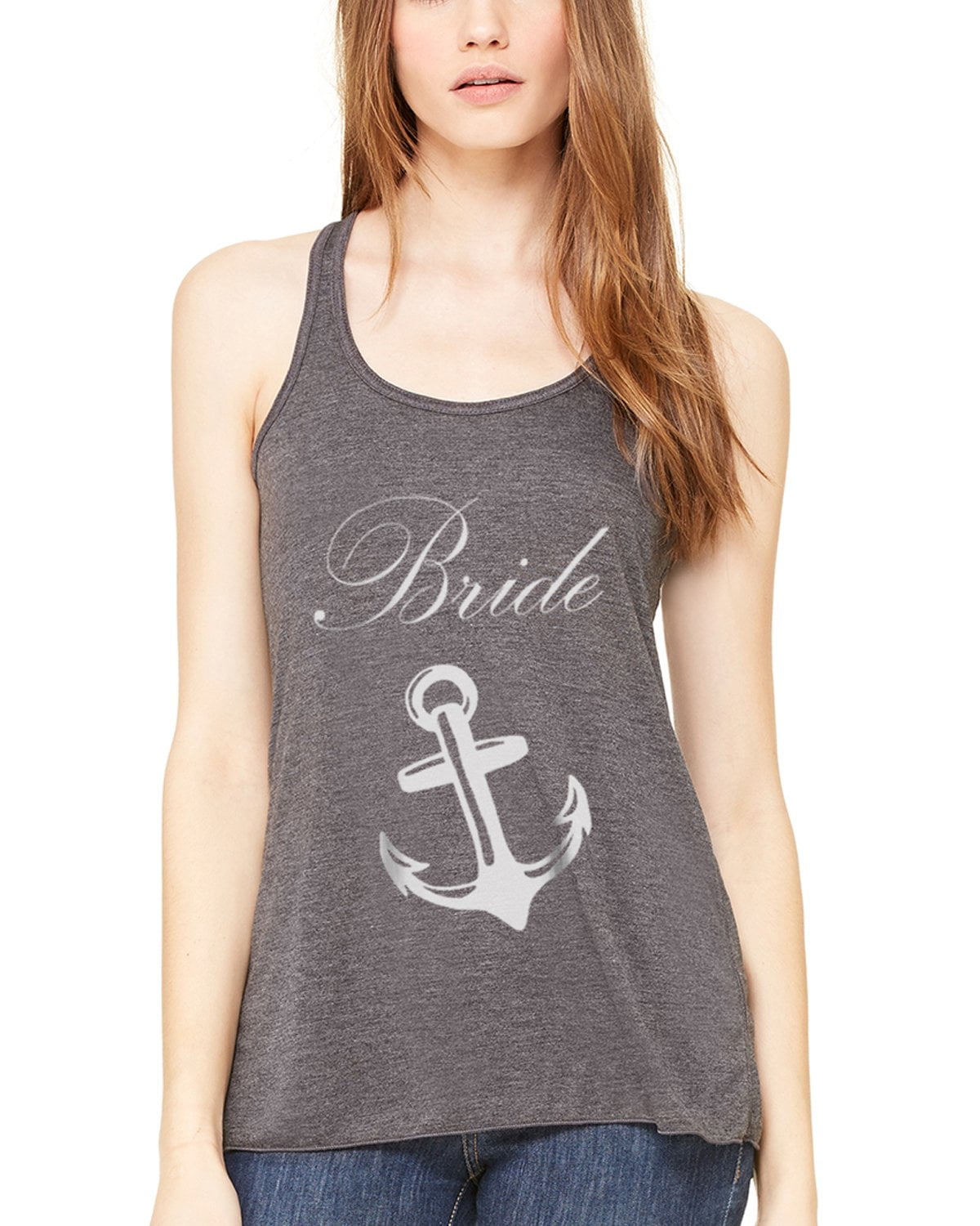 Women's Bride Anchor Printed Flowy Racerback Tank Top
