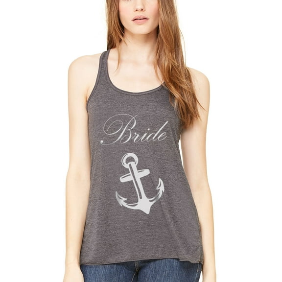Women's Bride Anchor Printed Flowy Racerback Tank Top