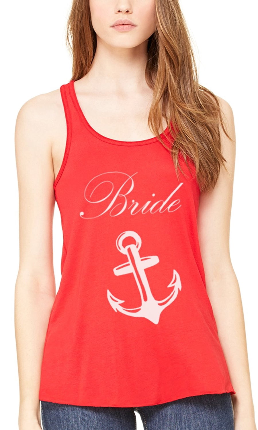 Women's Bride Anchor Printed Flowy Racerback Tank Top