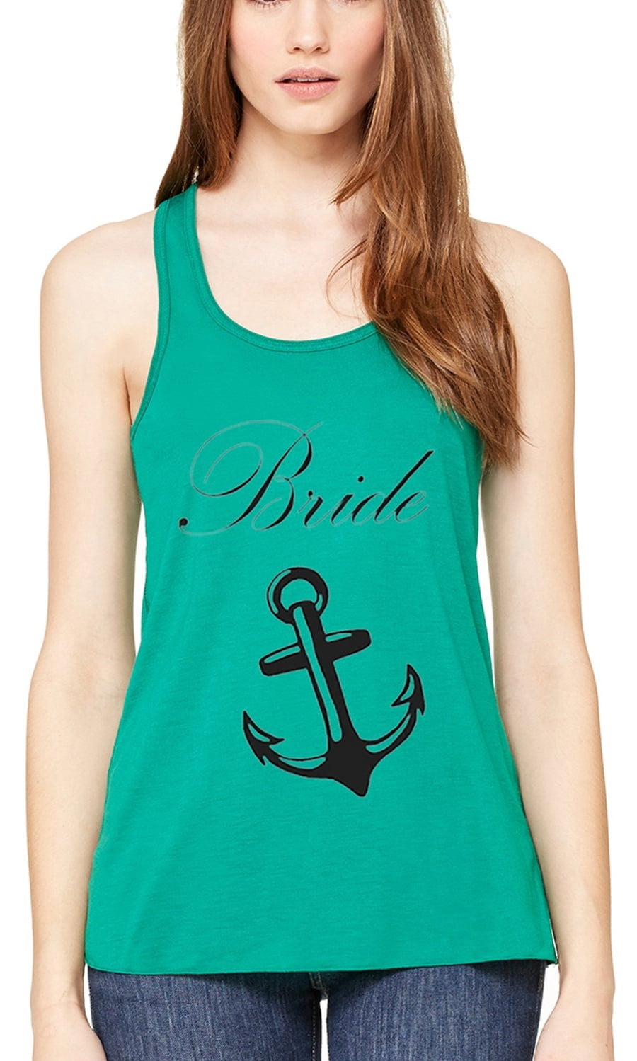 Women's Bride Anchor Printed Flowy Racerback Tank Top