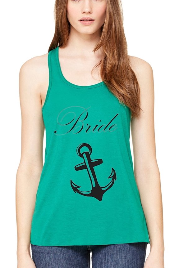Women's Bride Anchor Printed Flowy Racerback Tank Top