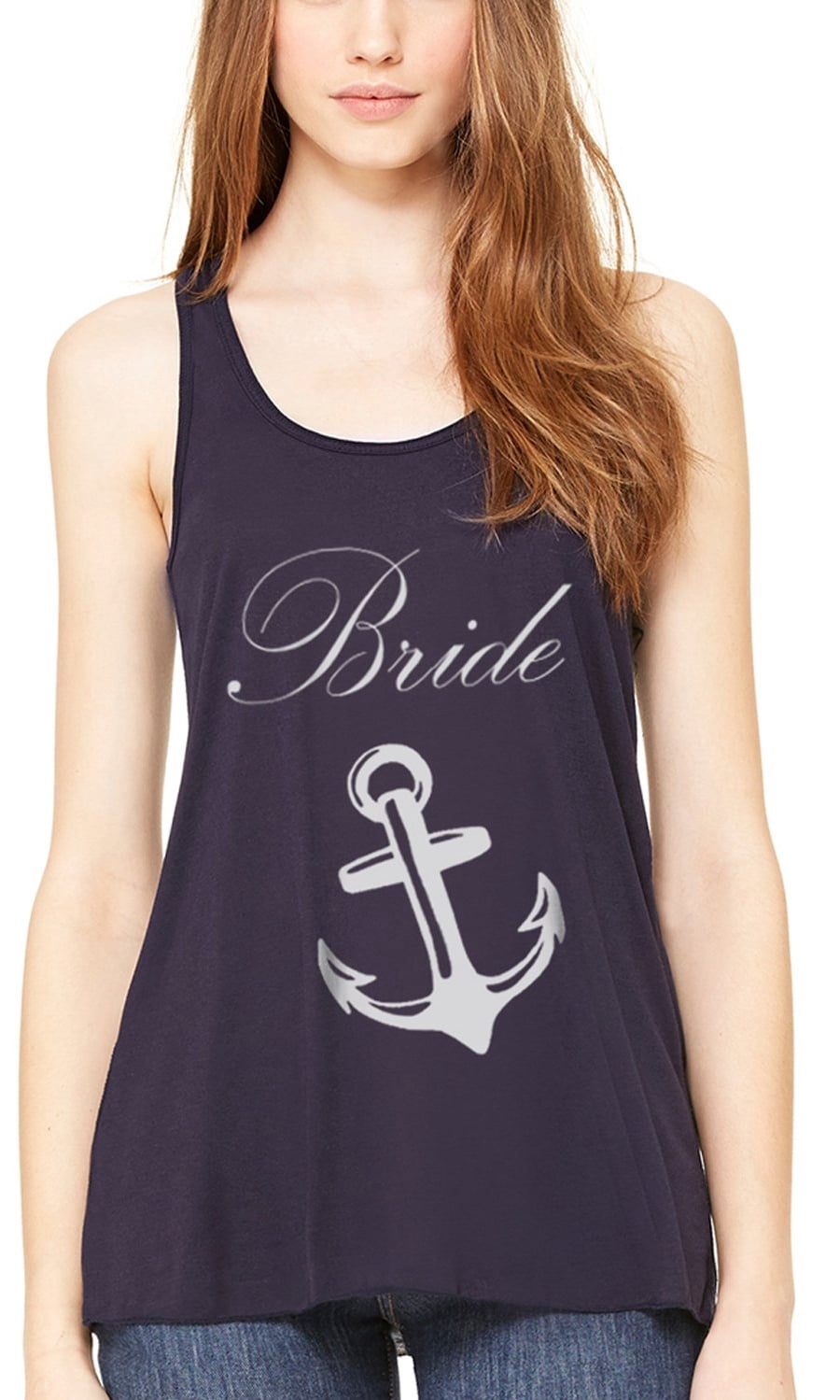 Women's Bride Anchor Printed Flowy Racerback Tank Top