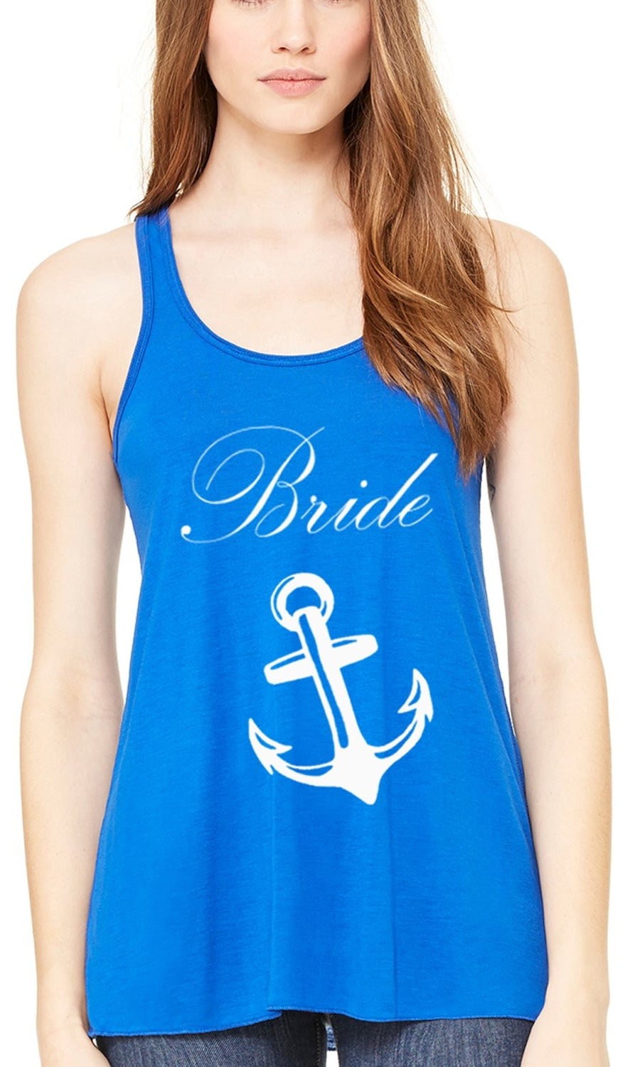 Women's Bride Anchor Printed Flowy Racerback Tank Top