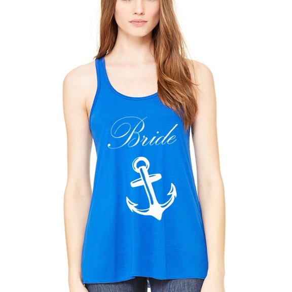 Women's Bride Anchor Printed Flowy Racerback Tank Top