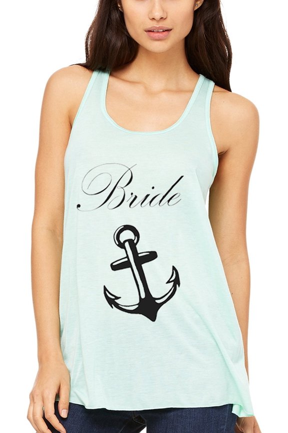 Women's Bride Anchor Printed Flowy Racerback Tank Top