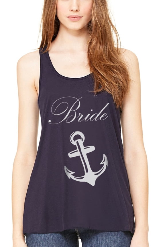 Women's Bride Anchor Printed Flowy Racerback Tank Top