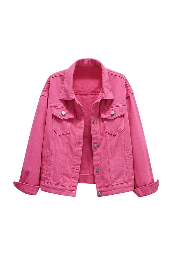 Women's Bride Casual Jean Jacket Distressed Ripped Denim Jacket Coat with Pockets Jean Jacket for Women Trendy Long Sleeve Denim Jacket Basic Lapel Button Down Cropped Coat