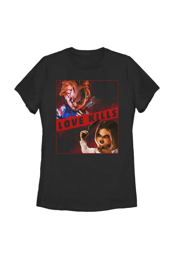 Women's Bride of Chucky Love Kills Graphic Tee Black Medium