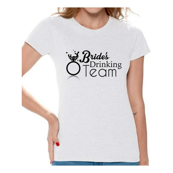 Women's Bride`s Drinking Team Graphic T-shirt Tops Bachelorette Party Wedding
