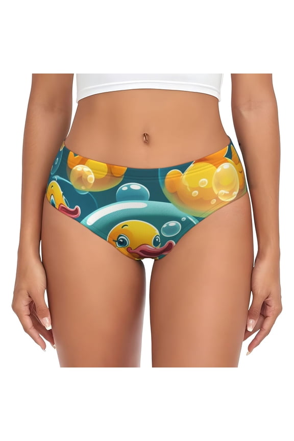 Women's Briefs Breathable Soft Underwear Fashion Panties, Yellow Rubber Ducks Funny Soap Bubbles