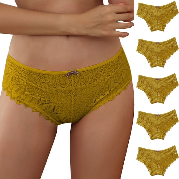 Women's Briefs Full Waist Trainer for Women Microfiber Underwear Lifter Panties plus Size Seamless Underwear for Women Running Womens Panties Bikini Nylon Lace L Womens Lace Yellow M
