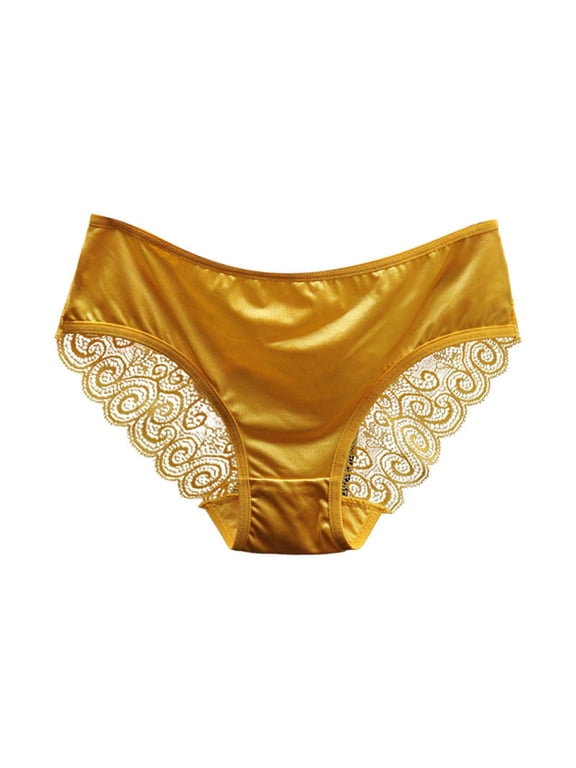 Women's Briefs Lane 14 16 New Leggings for Women Lift Pack Satin Lace Panties Briefs Women Long Underwear Pants The Bibs The Knickers Panties Satin for Japanese Sexy Clothes Yellow XL