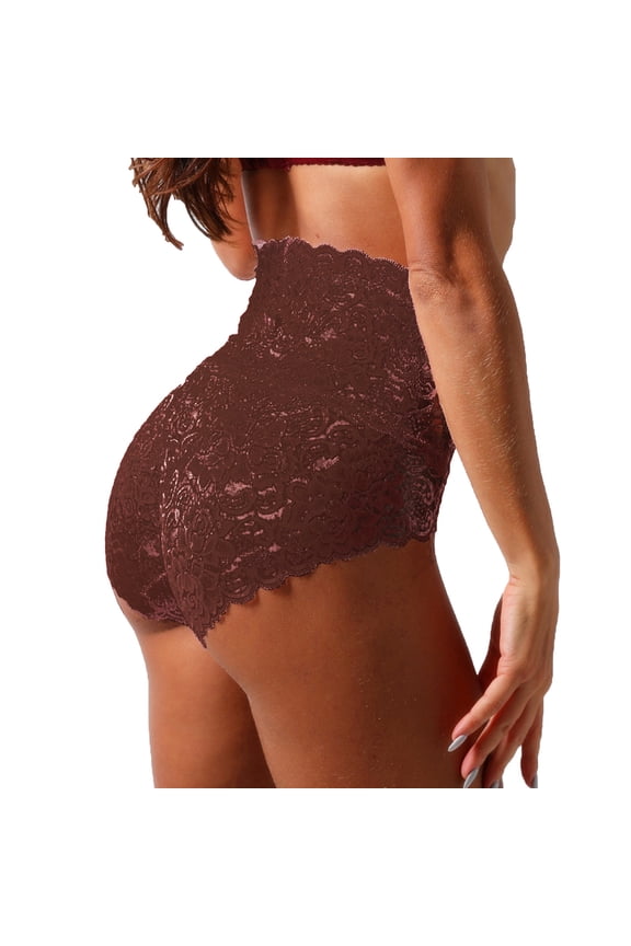 Women's Briefs Satin Panties for Women High Waist Lace Panties Women's Briefs Pretty Womens Light Lace for Women plus Size Underwear Sexy Underwear High Waist Bunny Suit Sexy 2x V Cut Brown S